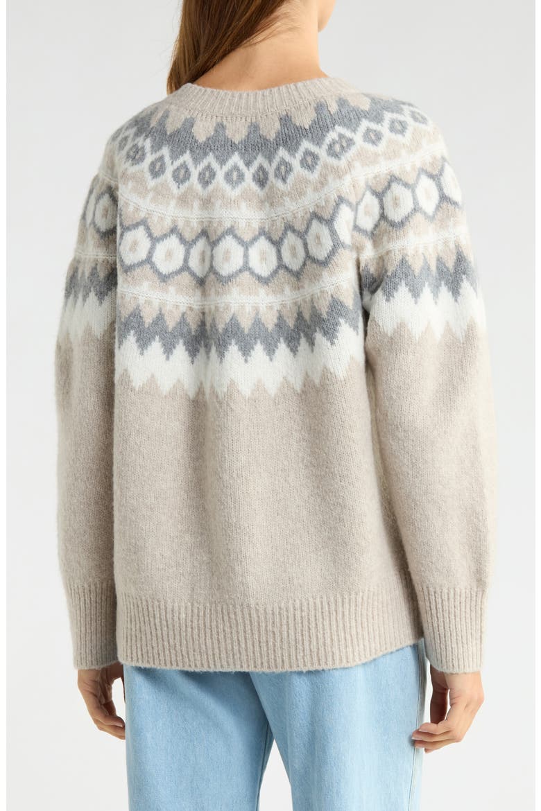 The Snowed In Fair Isle Merino Wool & Cashmere Blend Cardigan, Alternate, color, SHORTBREAD BEIGE