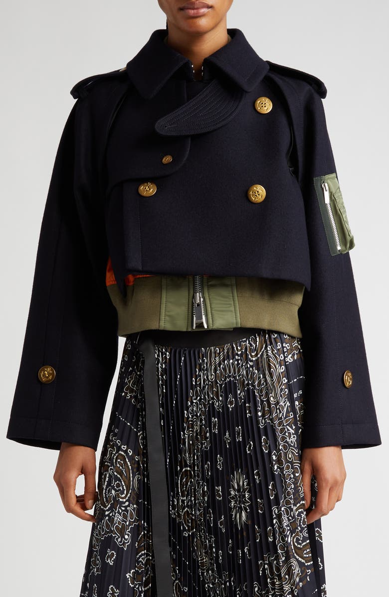 Sacai Melton Mixed Media Jacket, Main, color,