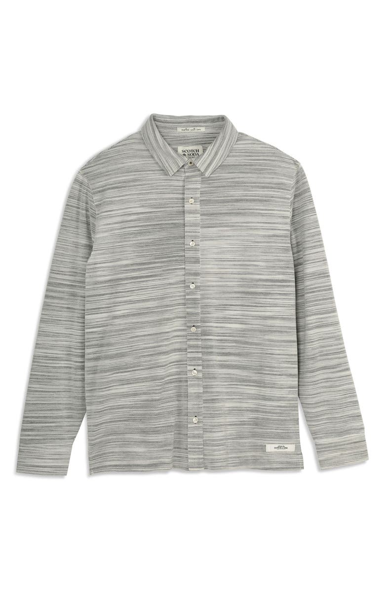 Scotch & Soda Classic Fit Space Dye Piqué Button-Up Shirt, Alternate, color, White/ Pastel