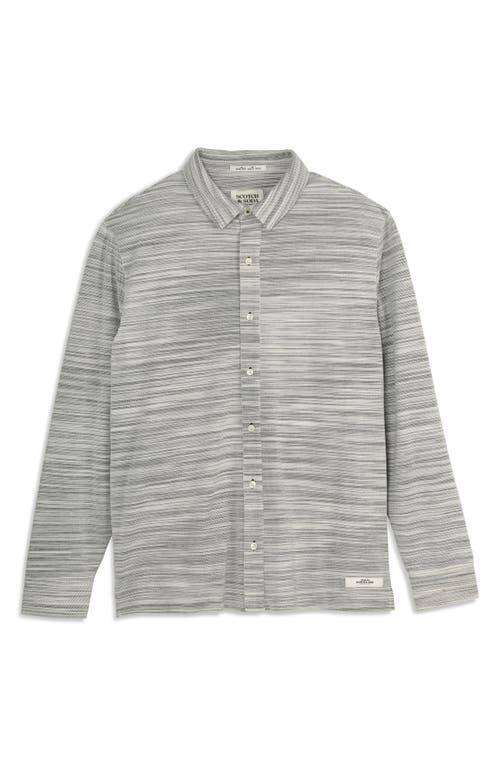 Scotch & Soda Classic Fit Space Dye Piqué Button-up Shirt In White/pastel
