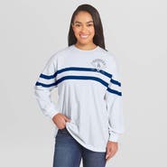 WEAR by Erin Andrews Women's WEAR by Erin Andrews  White Los Angeles Dodgers Oversized Long Sleeve Striped T-Shirt