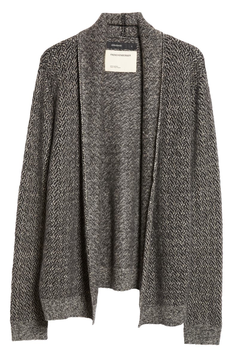 FRENCKENBERGER Hamza Open Front Cashmere & Silk Herringbone Cardigan, Alternate, color, 