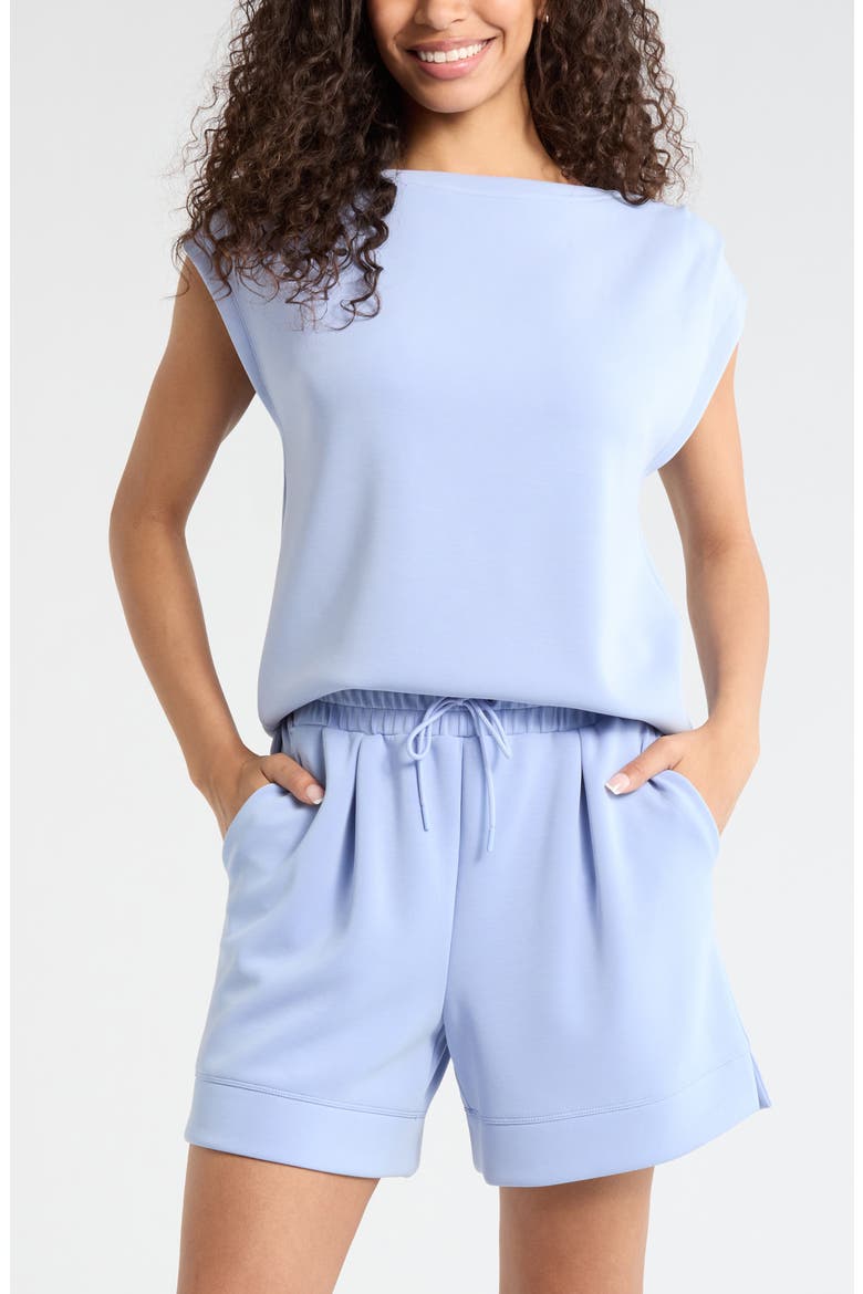 Soft Luxe Knit Gathered Shoulder Top, Main, color, BLUE STORK