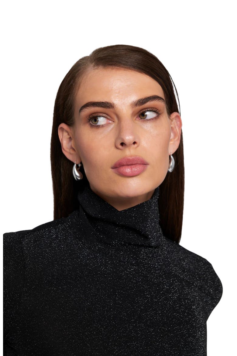 Knit Turtleneck Top Solid, Alternate, color, Sparkle Black