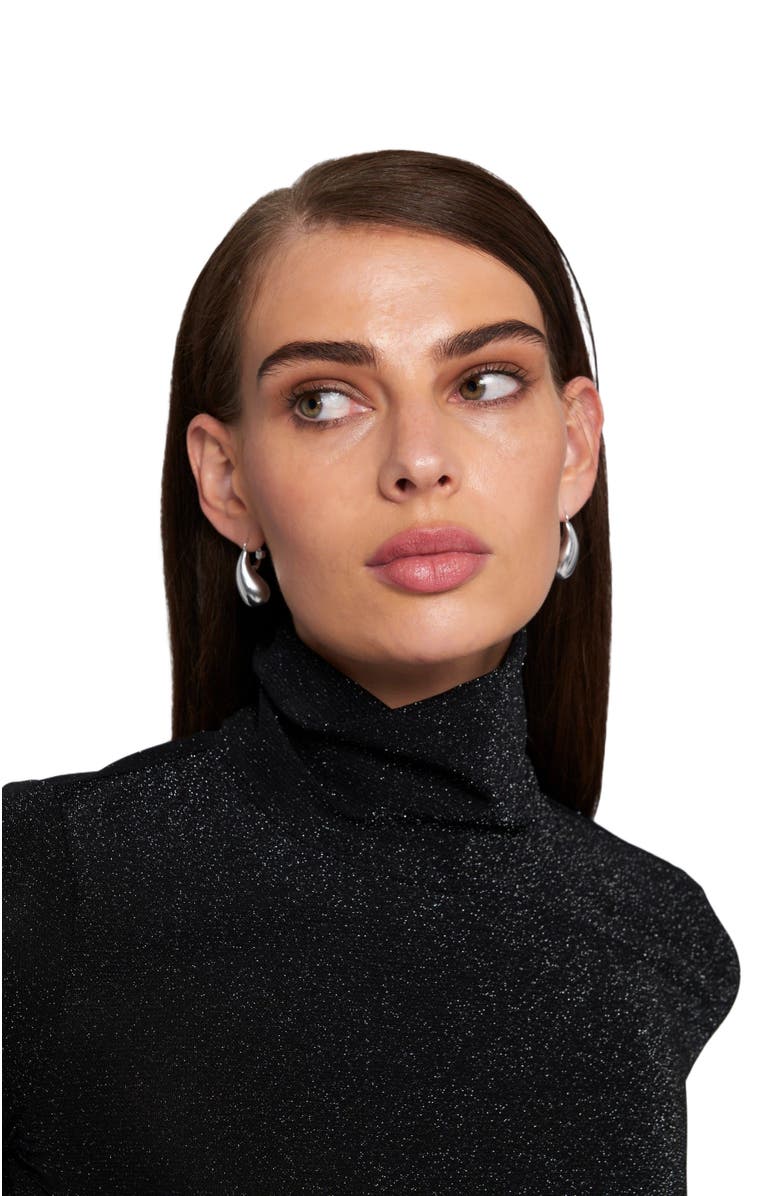 ELLE Collection Knit Turtleneck Top Solid, Alternate, color, Sparkle Black