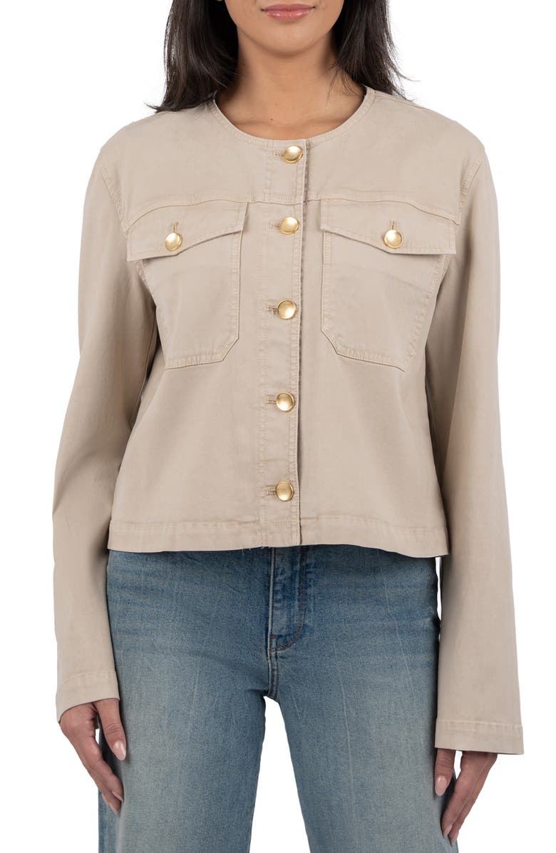 KUT from the Kloth Camille Collarless Twill Jacket, Main, color,