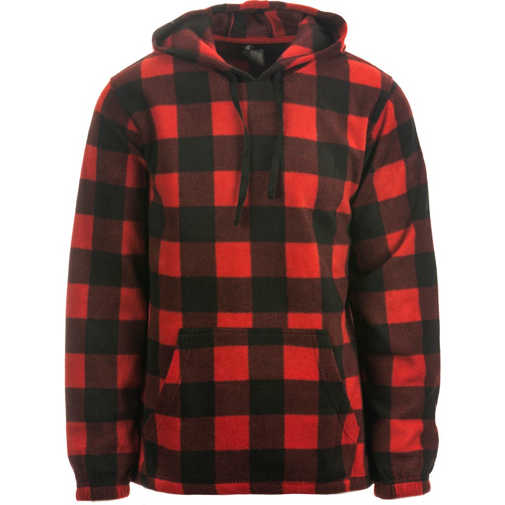 Burnside Comfy Polar Fleece Hoodie In Red