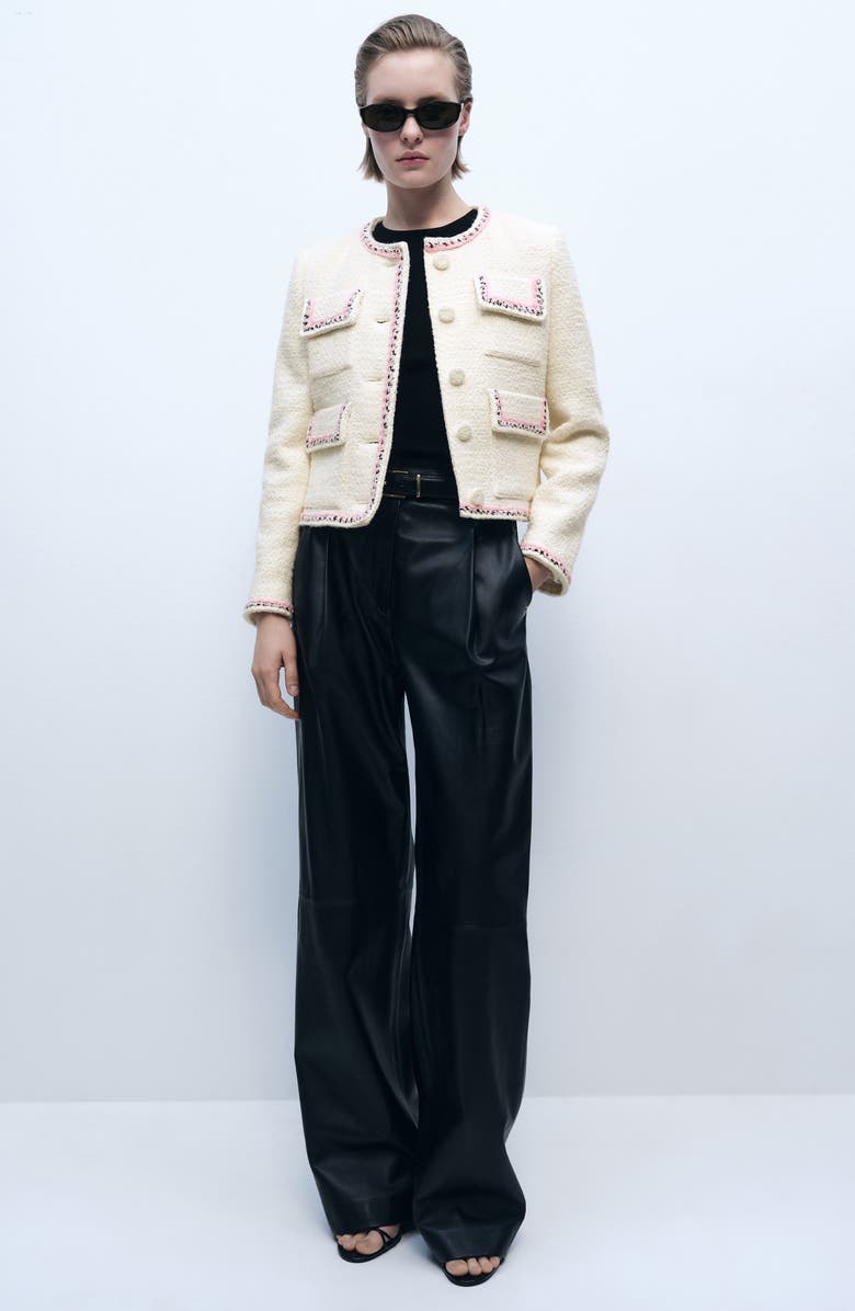 MANGO Whipstitch Tweed Jacket, Alternate, color, 