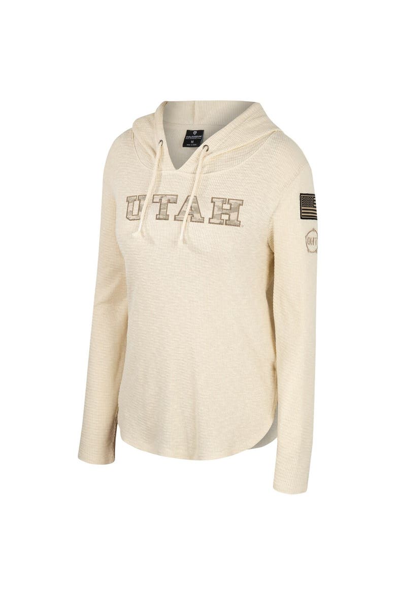 Women's Colosseum Cream Utah Utes OHT Military Appreciation Casey Raglan Long Sleeve Hoodie T-Shirt, Alternate, color, Cream