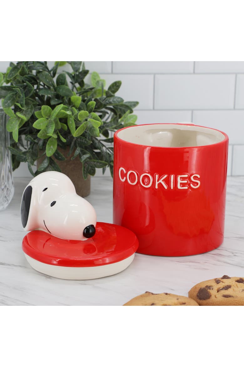 8.2in Ceramic Snoopy Cookie Jar with Lid, Alternate, color, Red