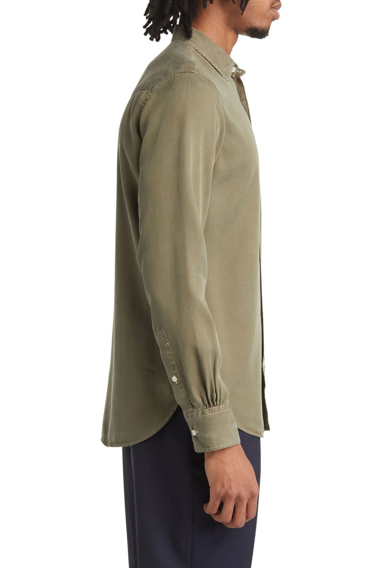 Garment Dyed Lyocell Button-Up Shirt, Alternate, color, OLIVE BONSAI