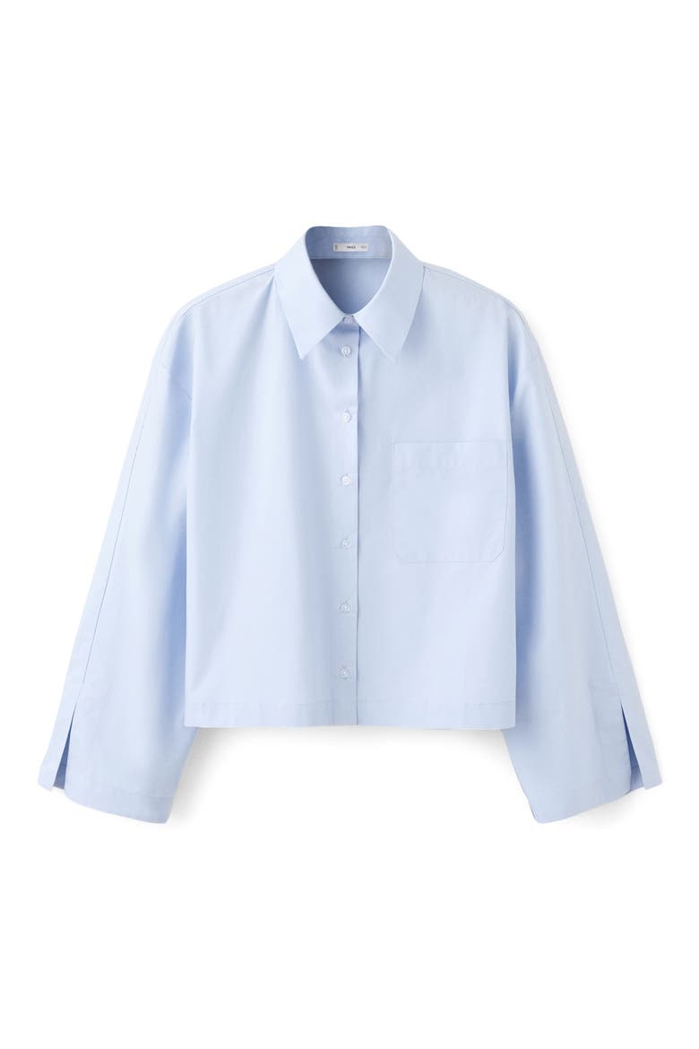 Crop Button-Up Shirt, Alternate, color, SKY BLUE