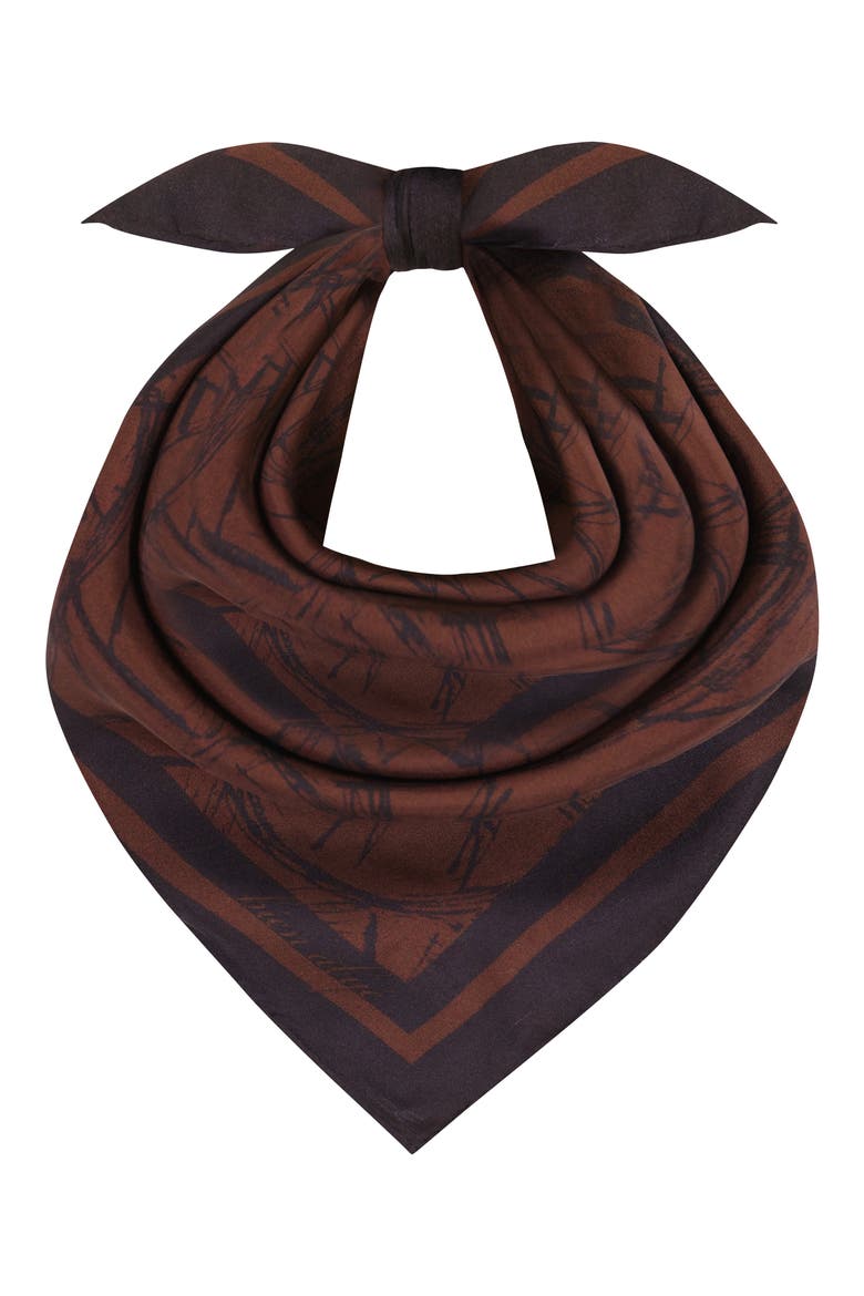 Cinnamon Bark Square Silk Scarf, Main, color, CINNAMON