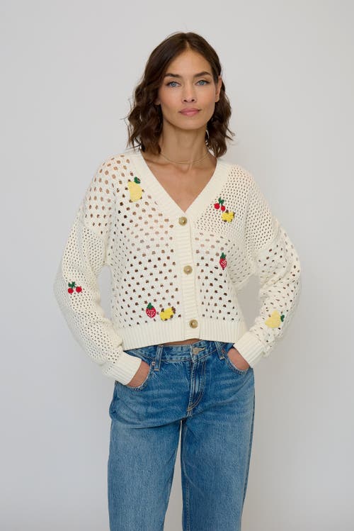 Central Park West Darcy Open Stitch Embroidered Cardigan In White