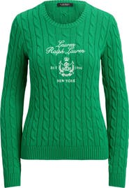 Lauren Ralph Lauren Embroidered Cable Knit Sweater
