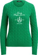 Lauren Ralph Lauren Embroidered Cable Knit Sweater