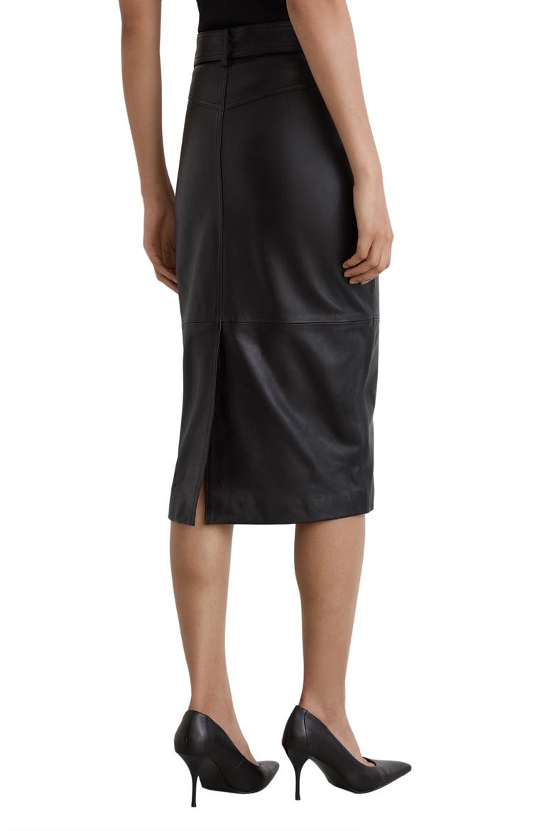 Neriah Leather Midi Skirt, Alternate, color, BLACK