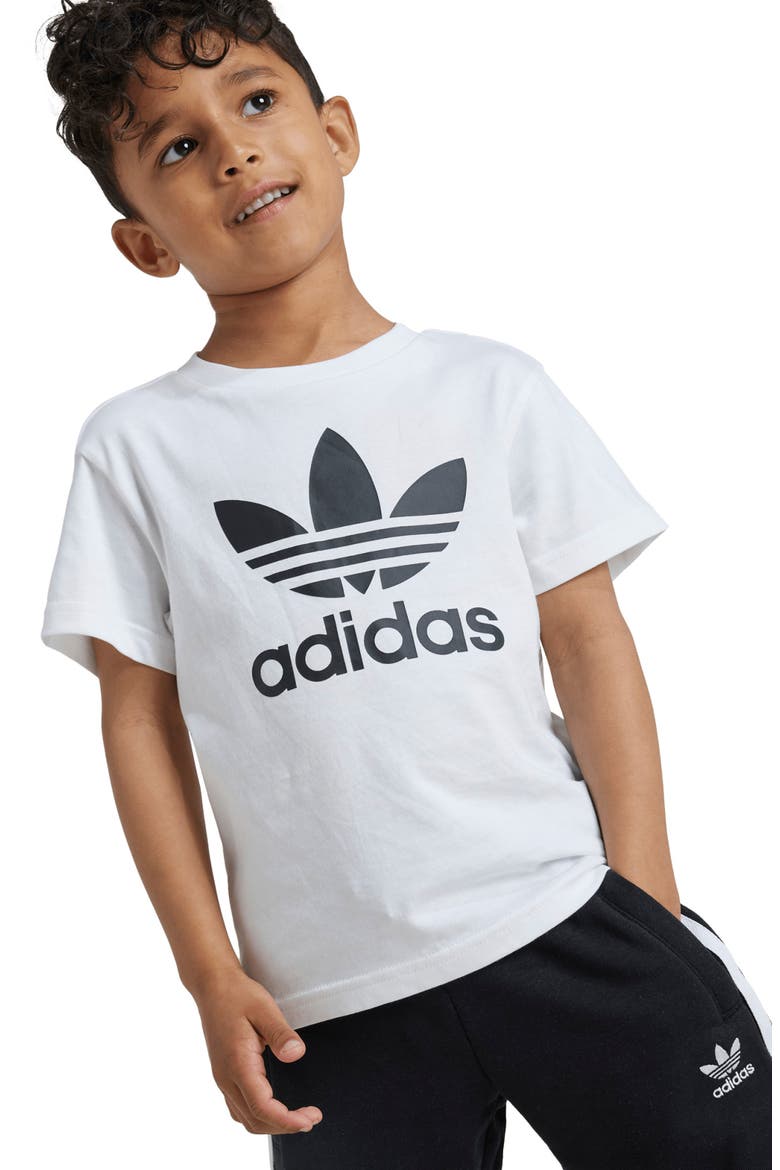 Kids' Adicolor Trefoil T-Shirt & Shorts Set, Main, color, BLACK/ WHITE
