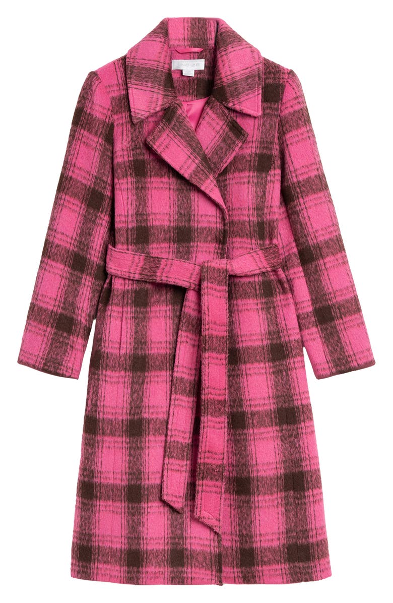 Noize Katja Vegan Wool Plaid Coat, Alternate, color, Hot Pink