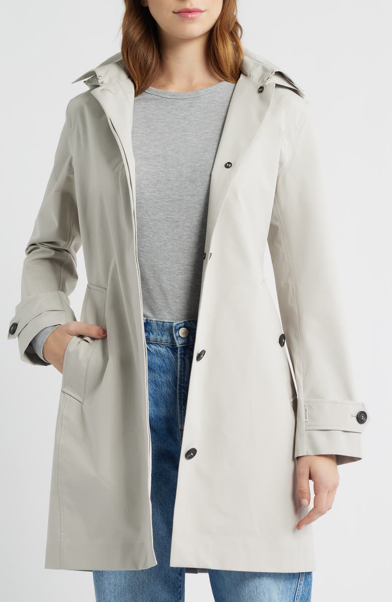 Save The Duck Jackie Water Repellent Raincoat with Removable Hood, Alternate, color, Rainy Beige