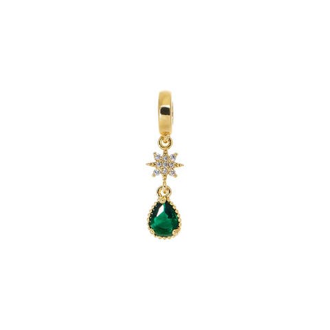Emerald CZ Drop Star Charm