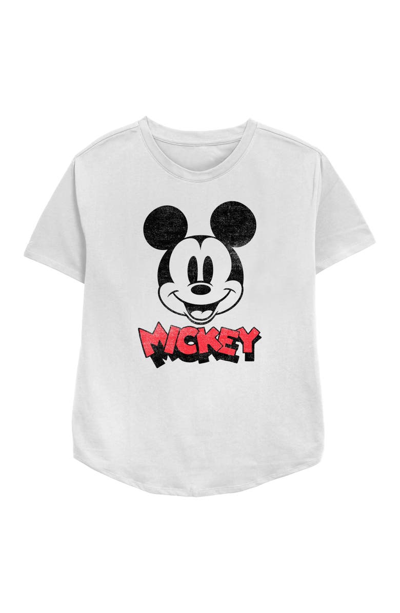 Mickey & Friends Women's Mickey & Friends Mickey Mouse Retro Headshot Graphic T-Shirt, Main, color, White