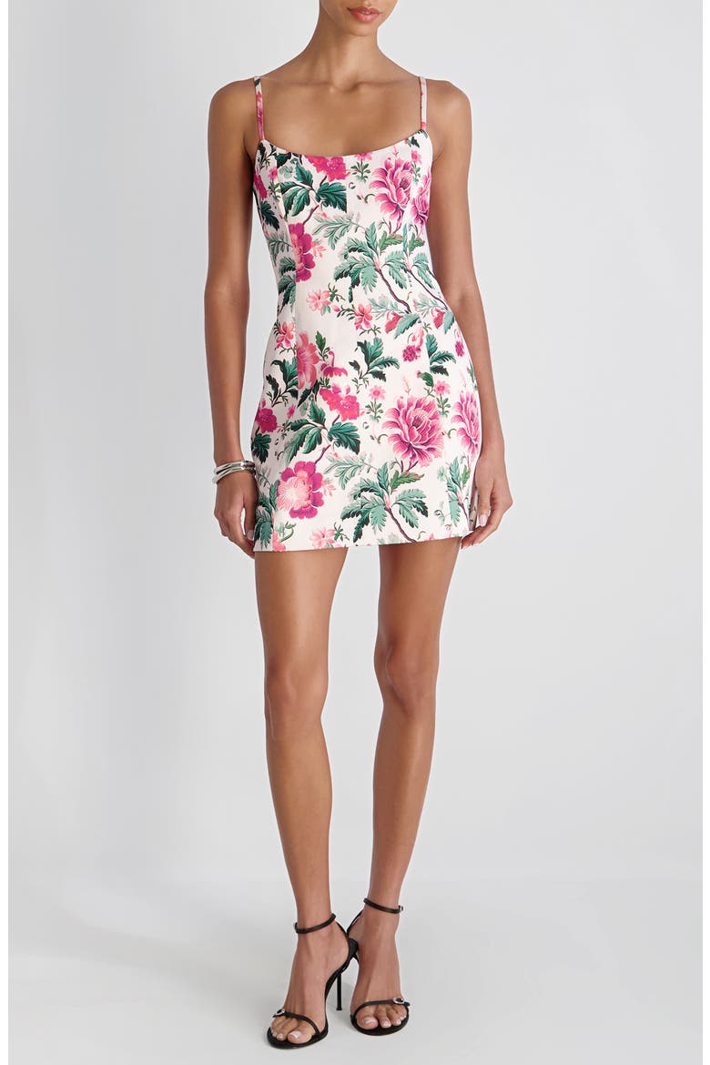 Christa Floral Satin Minidress, Main, color, PINK ICING