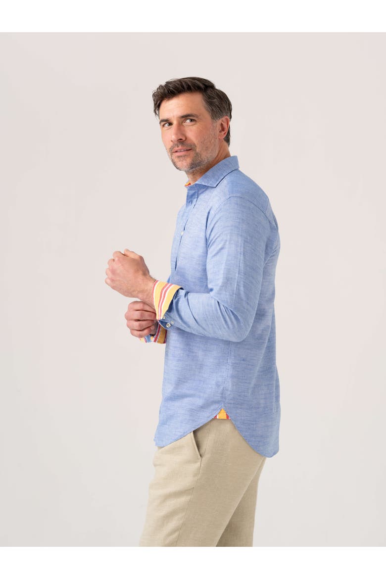 Cotton Linen Long Sleeve Shirt, Alternate, color, Deep Blue