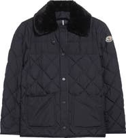 Moncler Cygne Quilted Down Jacket with Faux Fur Collar