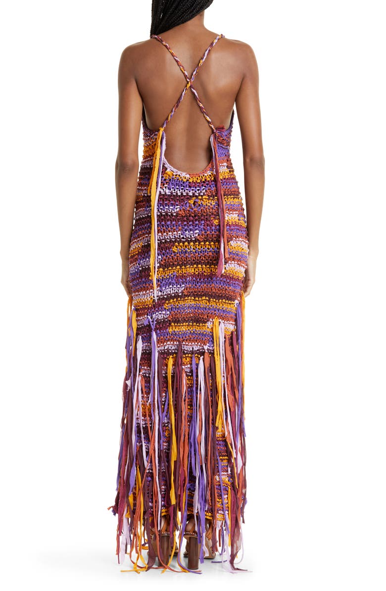 Ulla Johnson Emmalina Crochet Fringe Cotton & Silk Maxi Dress, Alternate, color, 