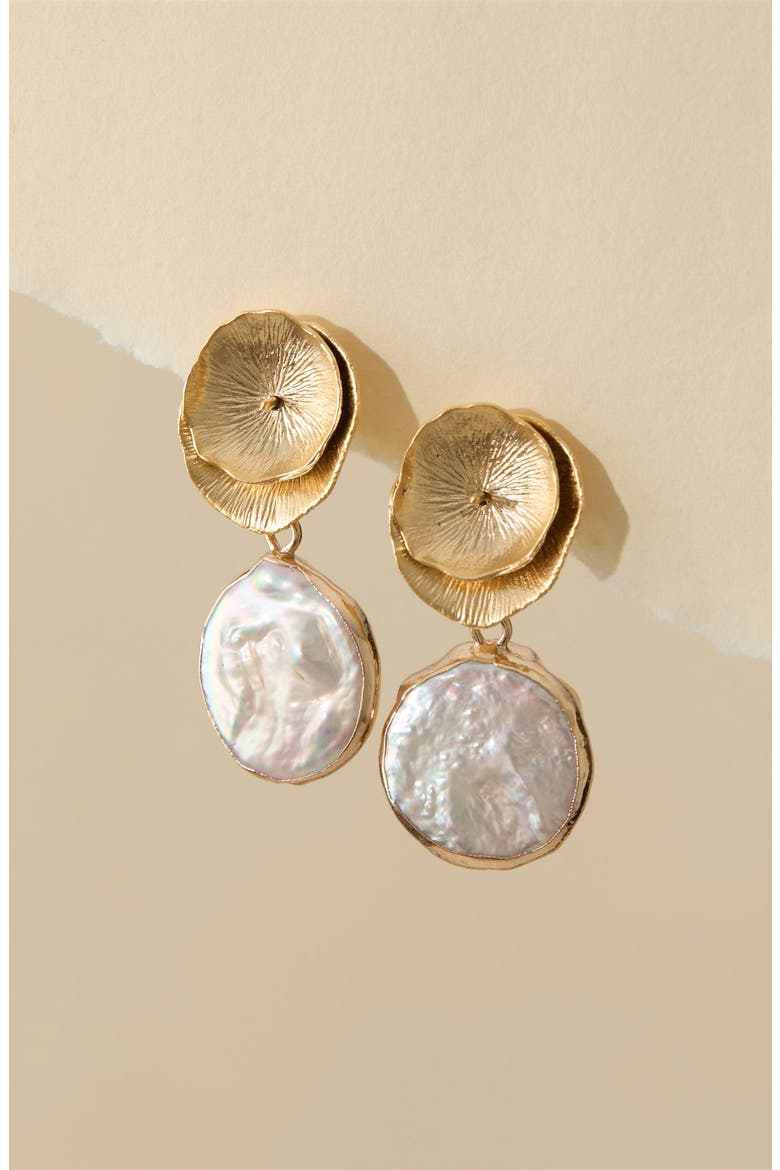 Reese Freshwater Pearl Drop Earrings, Alternate, color, GOLD