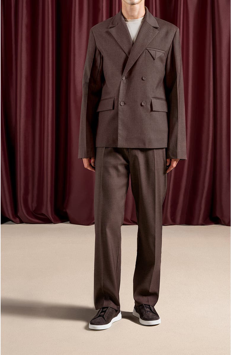 Manière De Voir Didier Double Breasted Twill Suit Jacket, Alternate, color, 