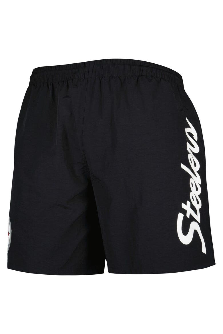 Men's Mitchell & Ness Black Pittsburgh Steelers Team Essentials Nylon Shorts, Alternate, color, Black