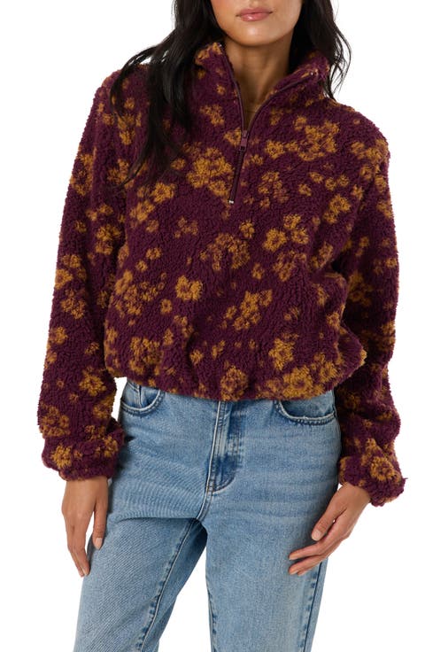 Kacey High Pile Floral Half Zip Jacket