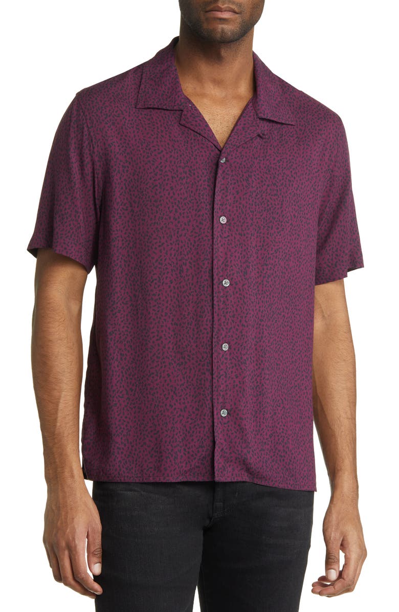John Varvatos Danny Print Short Sleeve Camp Shirt, Main, color, 