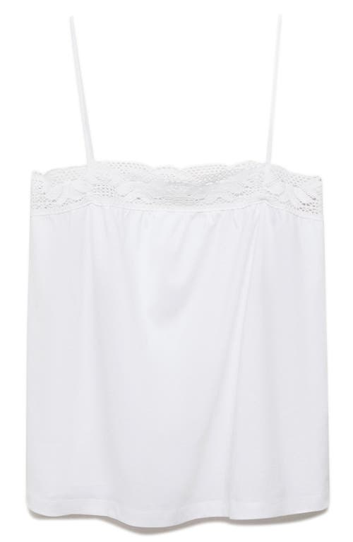 Mango Lace Edge Cotton Camisole In White