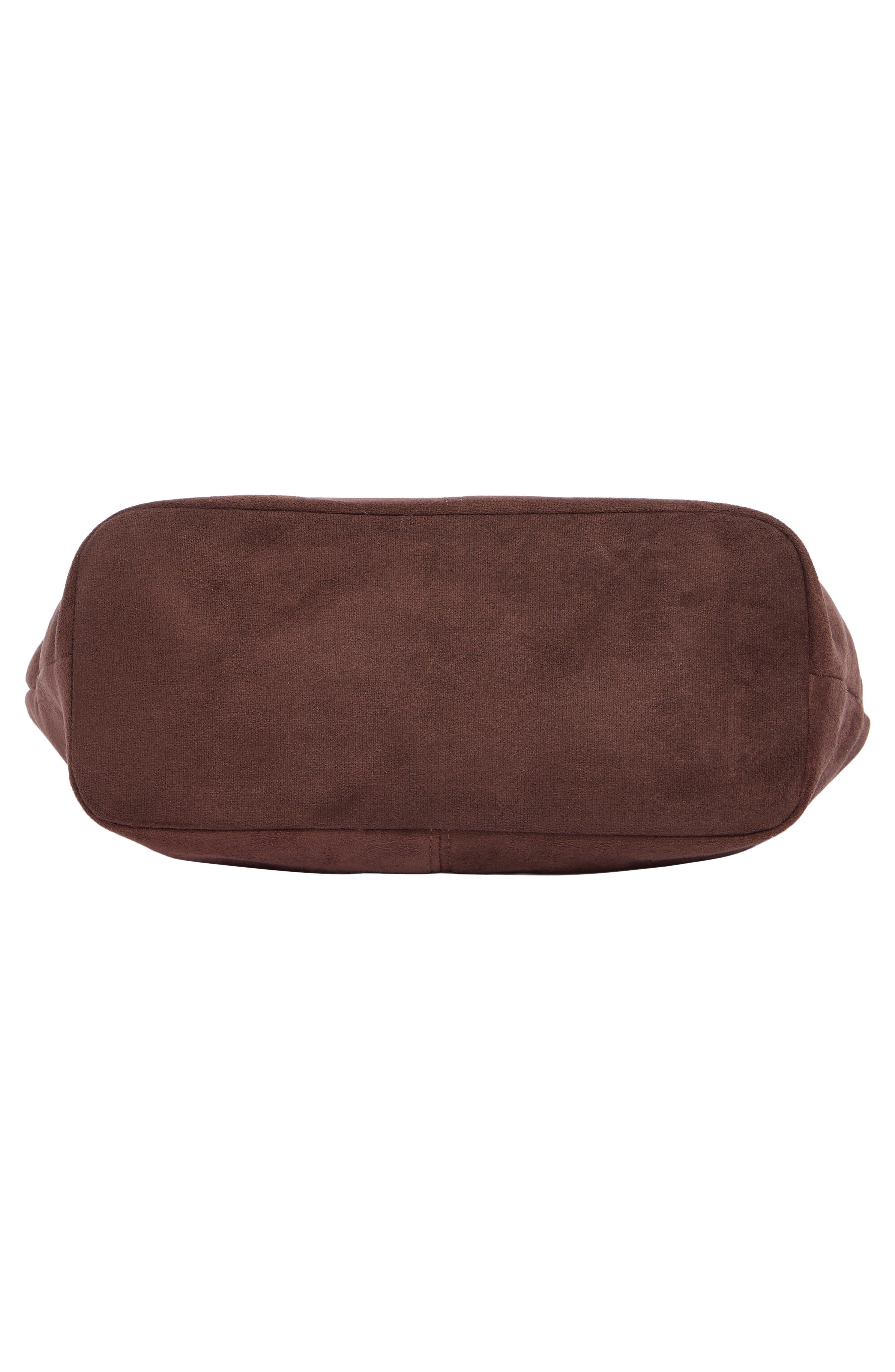 Faux Suede Origami Tote, Alternate, color, CHOCOLATE