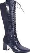 NINETY UNION Lark Croc Embossed Faux Leather Knee High Boot