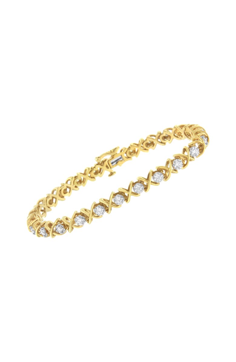 Haus of Brilliance 10K Yellow Gold Plated Silver 1 cttw Diamond Link Bracelet, Alternate, color, Yellow