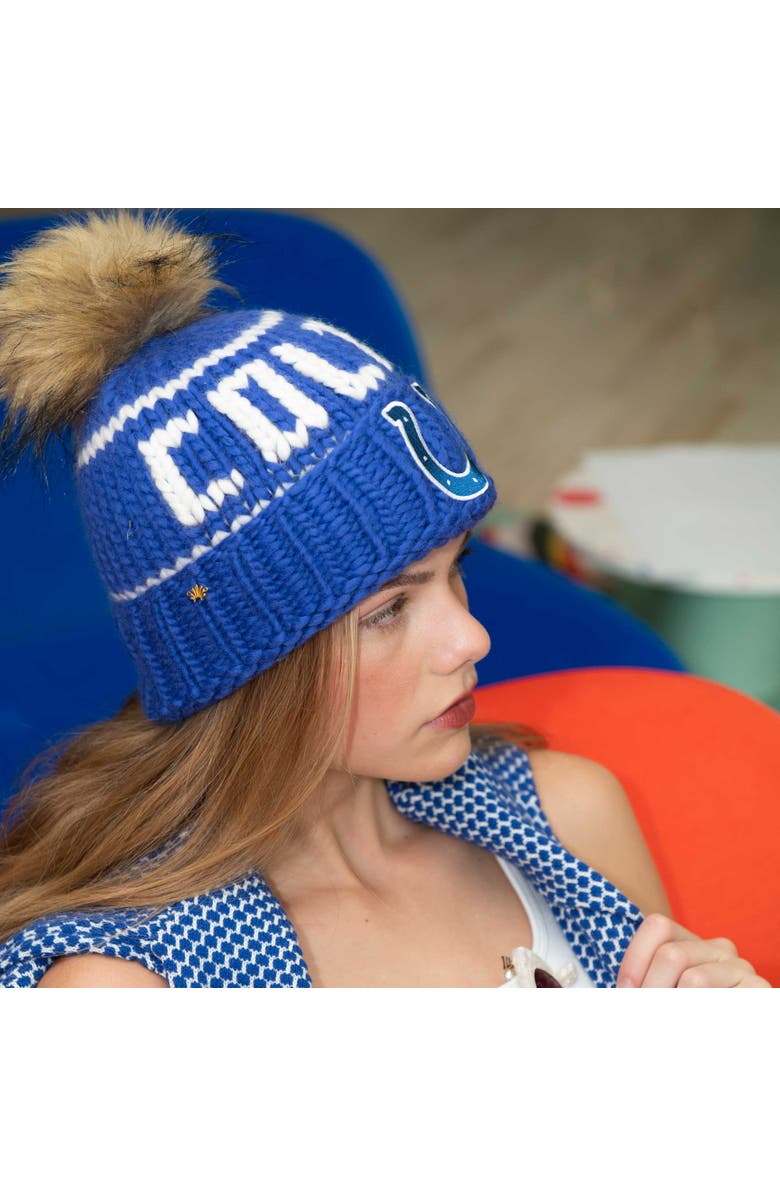 Lele Sadoughi Royal Blue Colts Nfl Beanie With Faux Fur Pom Pom, Alternate, color, Royal Blue 400