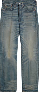 【2plan】Chells Straight Washing Denim Blue Denim Twill Boyfriend Straight Leg Jeans