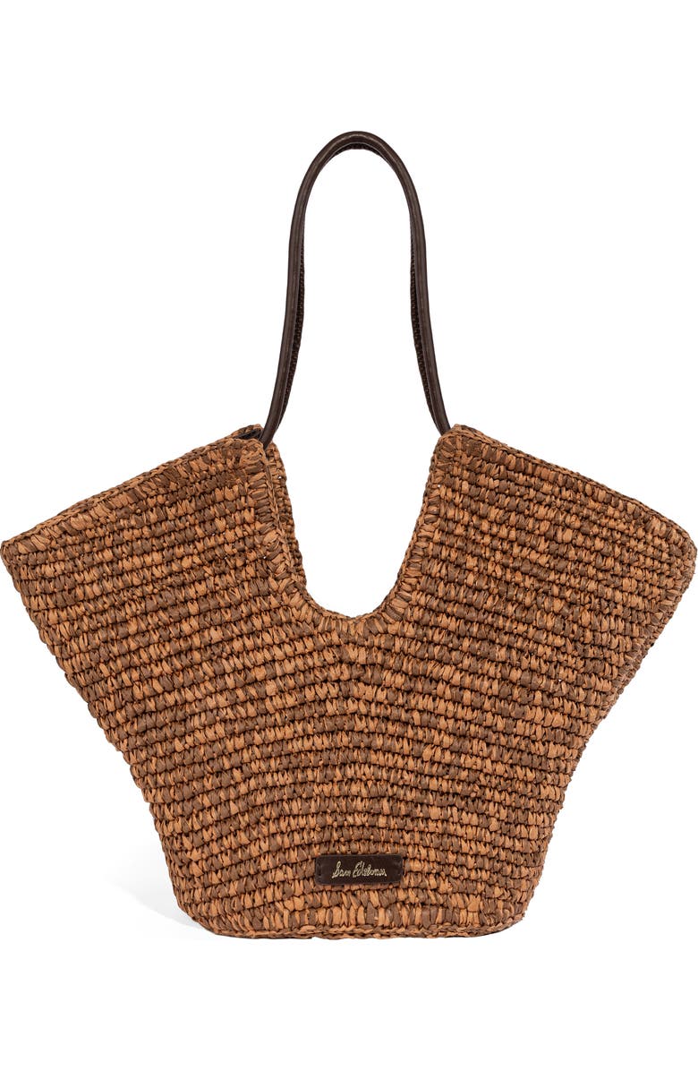 Sam Edelman Lynn Paper Raffia Tote, Main, color, Dark Brown