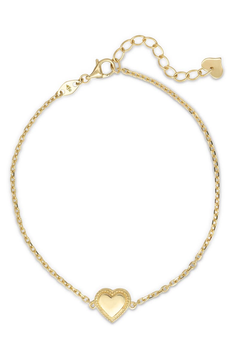DEVATA Sweet Heart Charm Chain Bracelet in 14K Gold, Main, color, Yellow Gold
