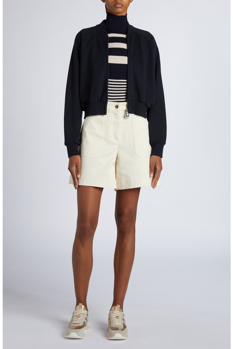 Zip Crop Cotton Cardigan, Alternate, color, BLUE