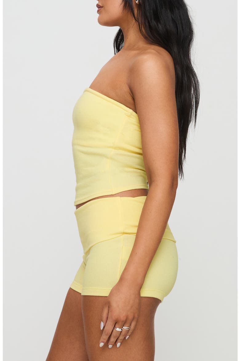 Baseline Strapless Rib Stretch Cotton Top, Alternate, color, YELLOW