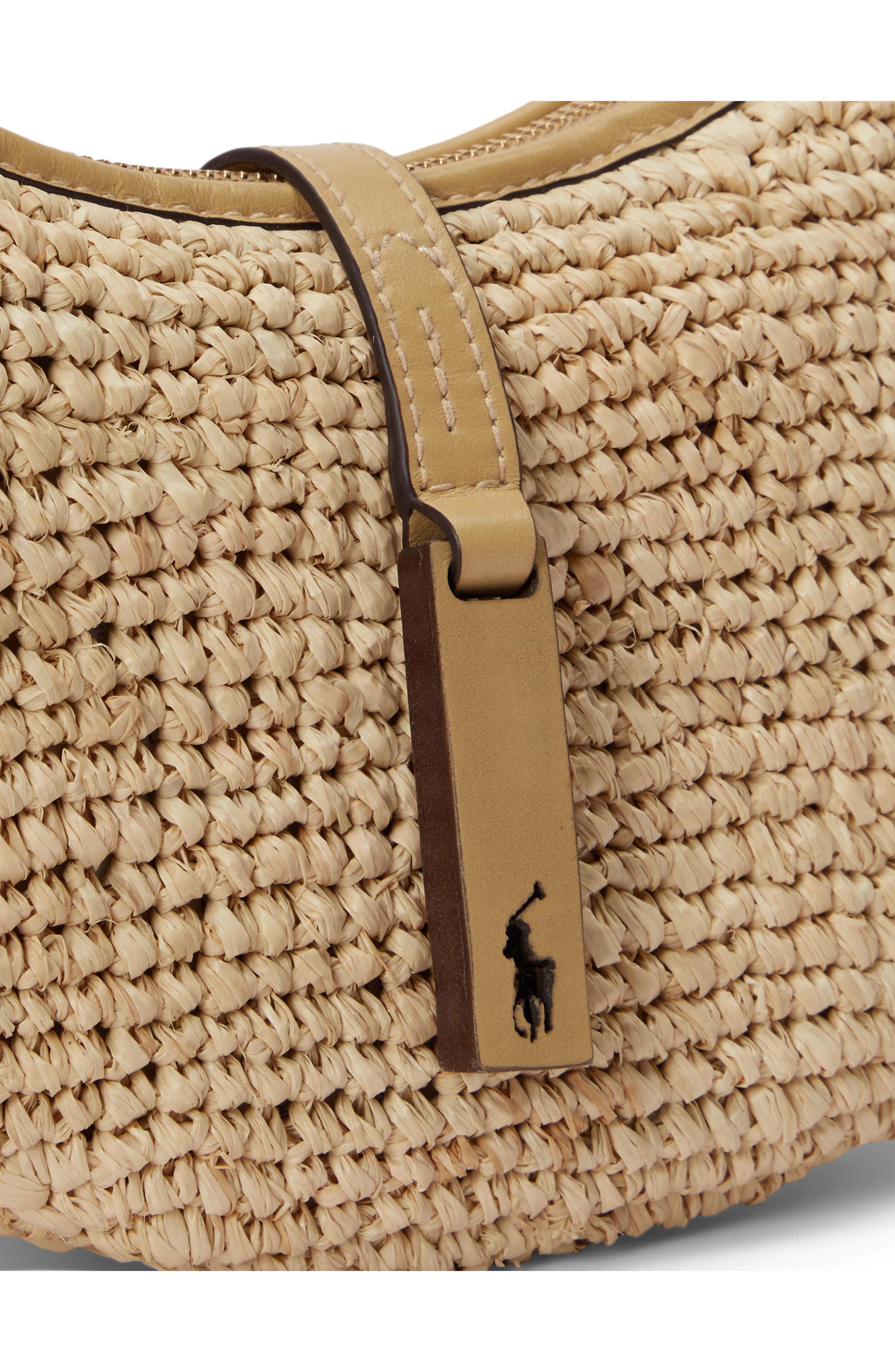 Polo Ralph Lauren Raffia Shoulder Bag, Alternate, color, Natural/ Cashmere