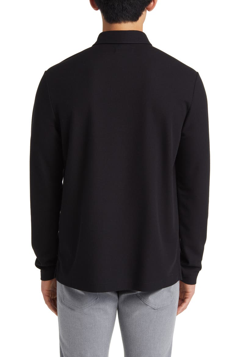 Texture Knit Long Sleeve Polo, Alternate, color, BLACK