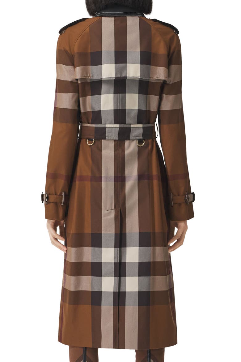 Check Waterloo Fit Double Breasted Trench Coat, Alternate, color, DARK BIRCH BROWN CHK