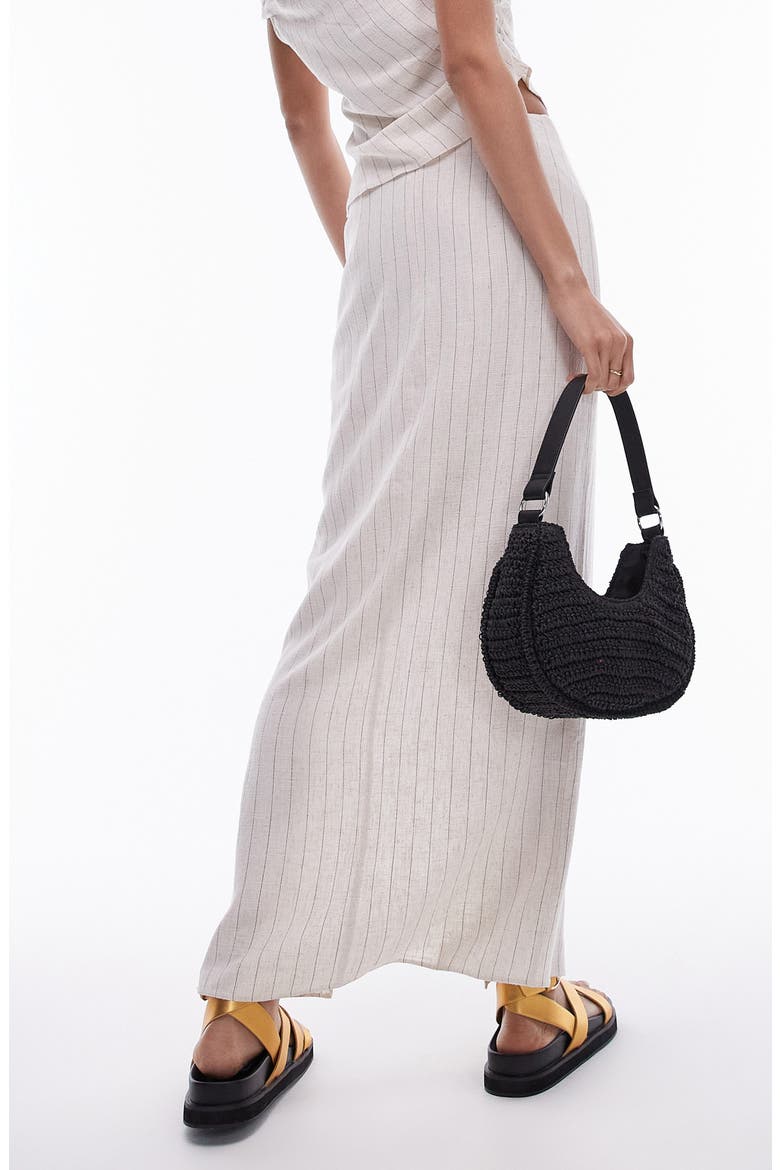 Pinstripe Maxi Skirt, Alternate, color, BEIGE