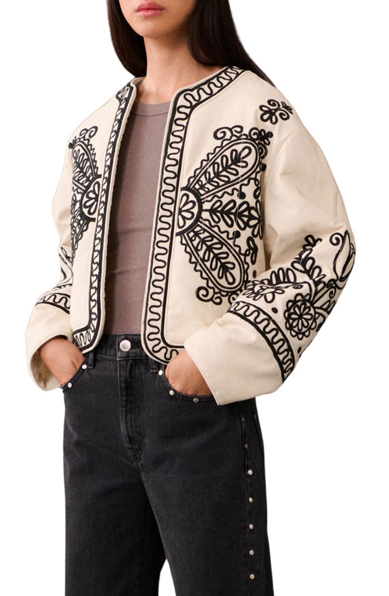 MANGO Embroidered Crop Jacket, Main, color, 